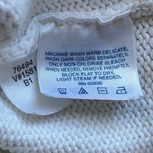 Lands’ End white 3/4-sleeve crew neck sweater, size M - Picture 6 of 7